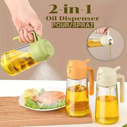 500ml 2-in-1 Olive Oil Sprayer & Dispenser Bottle – Glass Oil Spray Bottle with Premium Nozzle for Cooking & Air Fryer