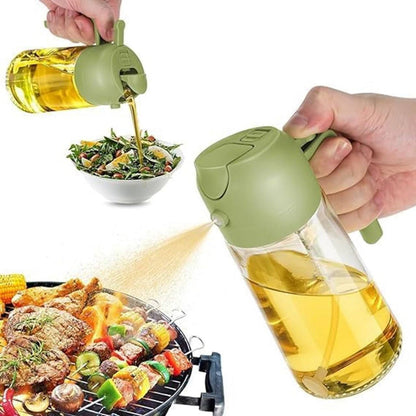 500ml 2-in-1 Olive Oil Sprayer & Dispenser Bottle – Glass Oil Spray Bottle with Premium Nozzle for Cooking & Air Fryer